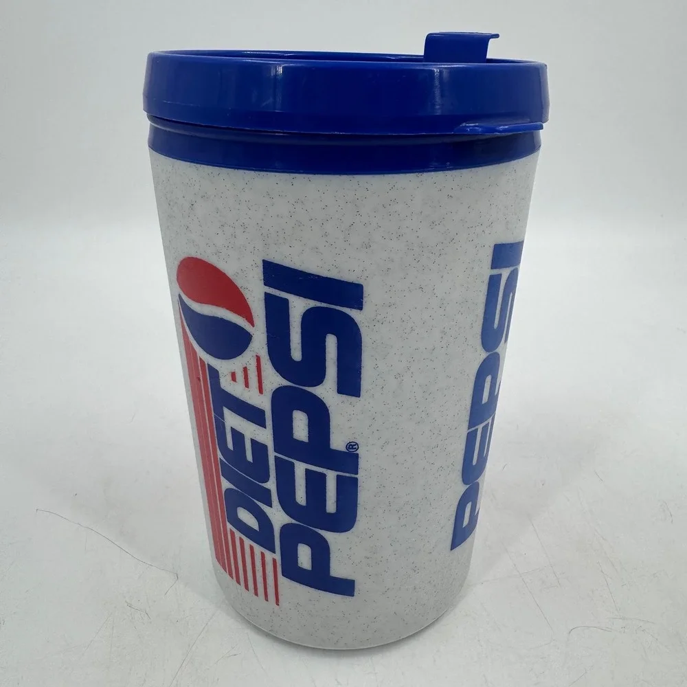 Vintage Aladdin Pepsi Tumbler Mug with Lid Handle Speckled‎ Retro Drinkware